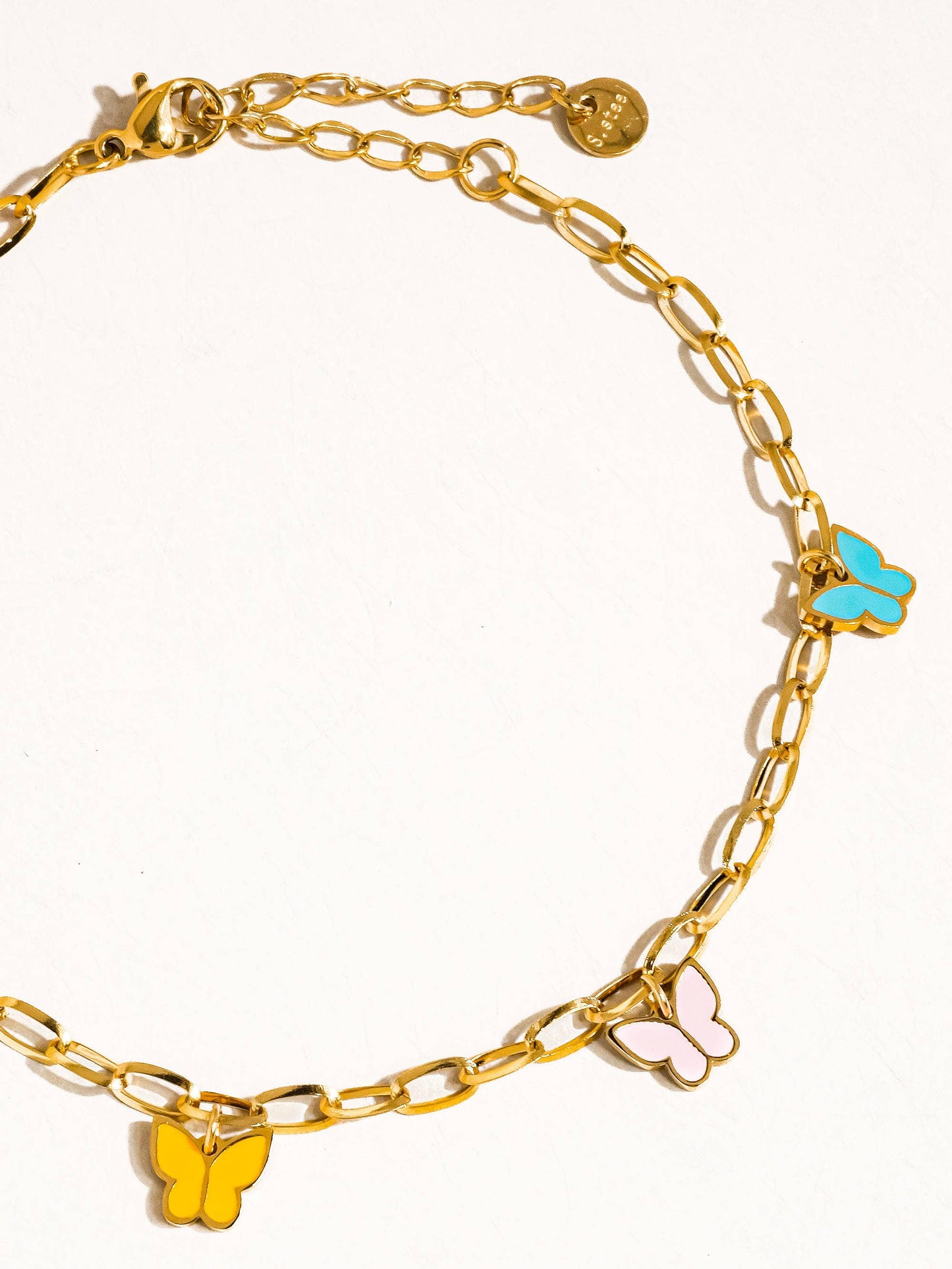Villa 18K Gold Non-Tarnish Multi-Color Butterfly Anklets