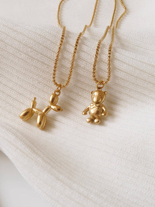 18K Gold Non-Tarnish Bear Necklace