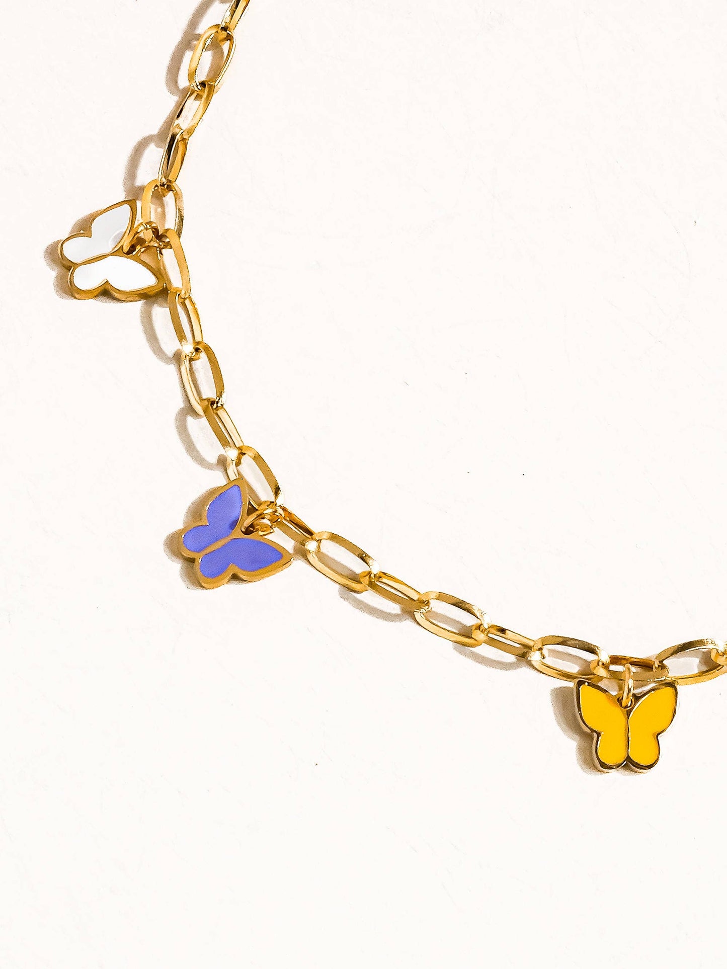 Villa 18K Gold Non-Tarnish Multi-Color Butterfly Anklets